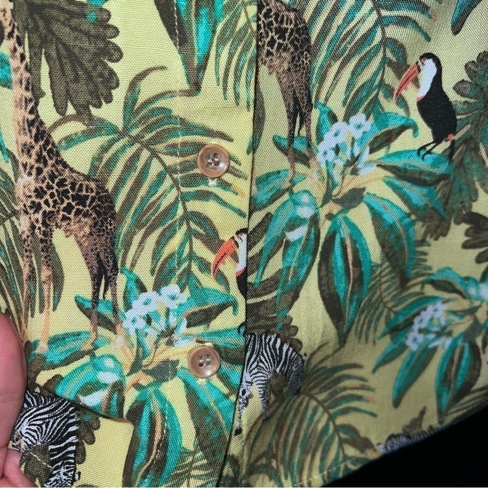 JANE + DELANCEY Women set Green Jungle Print Button Down Shirt XL Animals Zebra - Picture 7 of 17